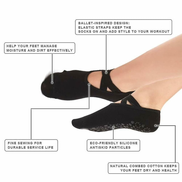 2 paria naisten joogastudiosukat, liukumattomat pilates-sukat
