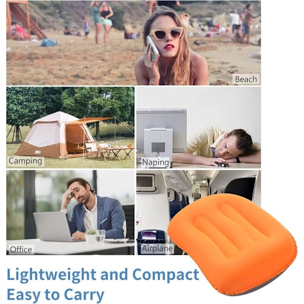 Oppustelige Campingpuder Orange 2 Pak Kompakte og Ultralette Strandpuder til Rejser, Vandreture og Bjergbestigning