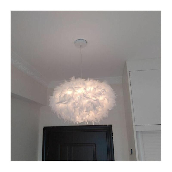 Vit fjäderljuskrona E27 40w - diameter 45cm