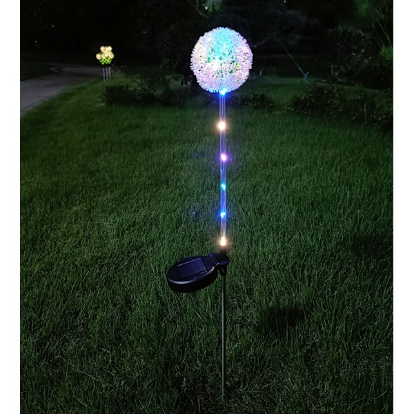 3-hodet solsikke lys utendørs bakke-innsatt plen hage dekorative lys LED løk ball blomst landskap lys Square large plate with flash 3 Dandelion Purple