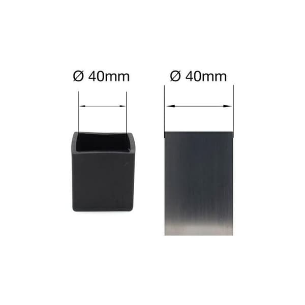4 stk. firkantede gummifødder til stole, borde, møbelben (40 mm sorte)