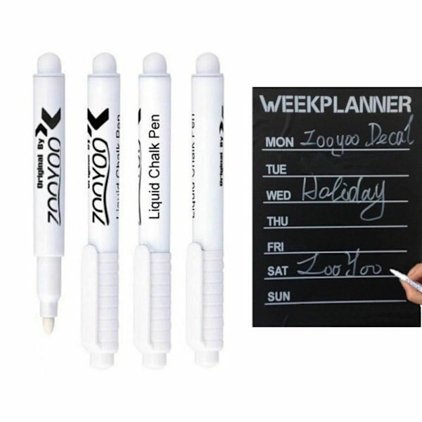 5 stk. Hvid flydende kridtpen Black Board Marker Raderbar 5stk