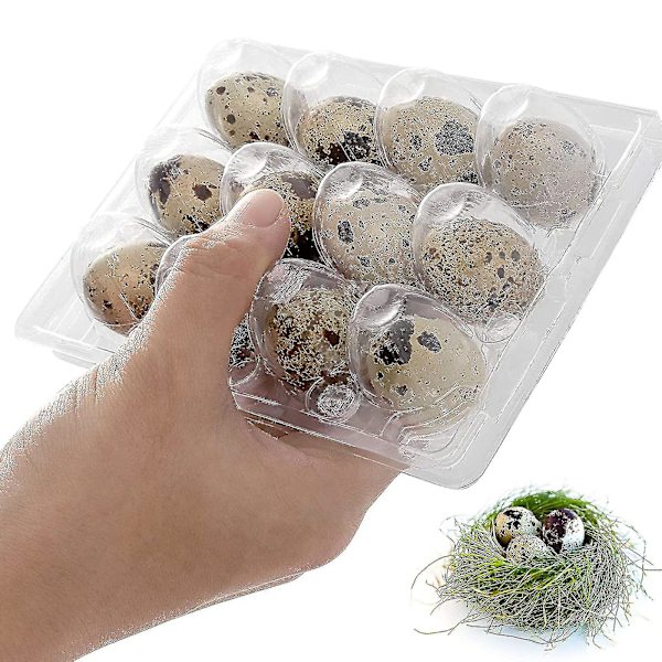 100 st 12 Fack Vakteläggkartong Återanvändbar Vakteläggsförpackning Äggbehållare Transparent Kylskåpsbehållare Mini Äggdispenser med Lock för Kylskåp