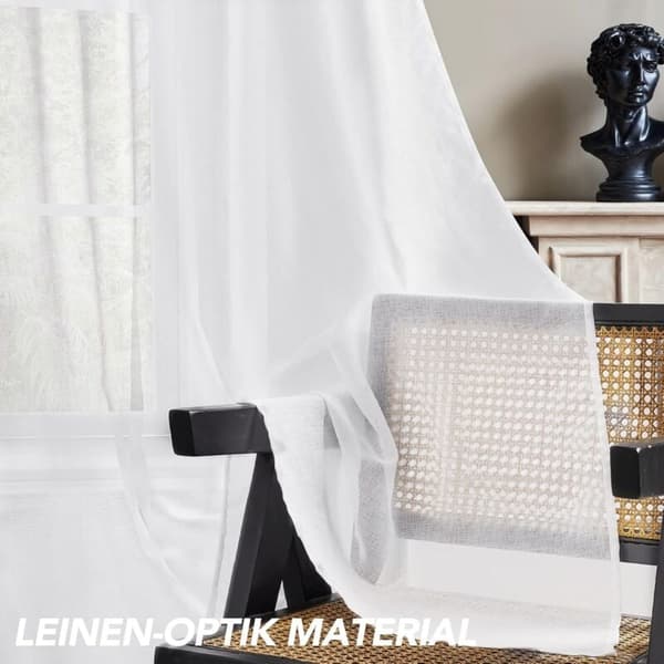 Bløde voile gardiner sæt med 2 stk. til stue soveværelse hvid 132x160cm