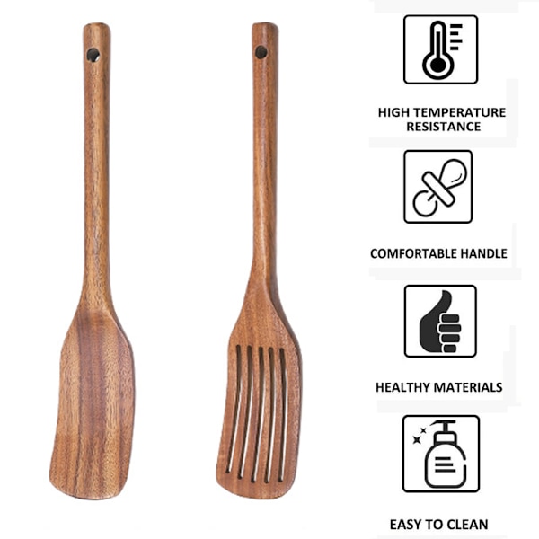 Träredskap i köket - 2-delars set av non-stick bambuträ
