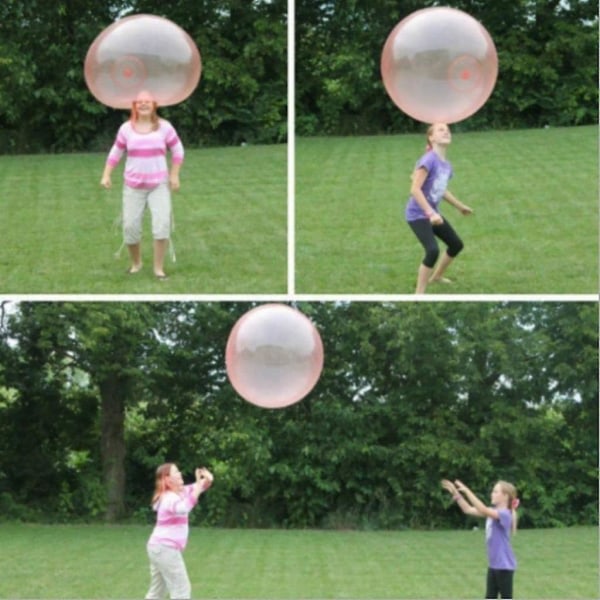 120 cm stor bubbelboll Magic bubbelbollar Transparent studsballong Uppblåsbar vattenboll Strandträdgårdsboll Mjuk Rosa Pink