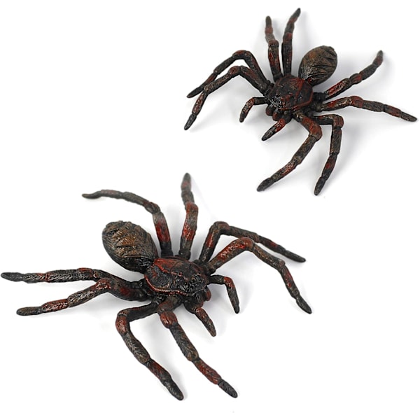 2-pack realistiska spindlar, leksaksspindel djurfigurer, (smal svart spindel)