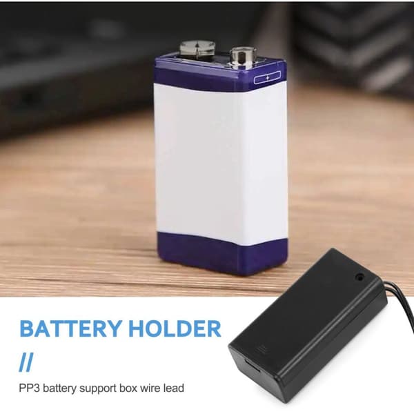DC 9V PP3 Batteriholder Etui På/Av Bryterdeksel + 2.1mm Plugg