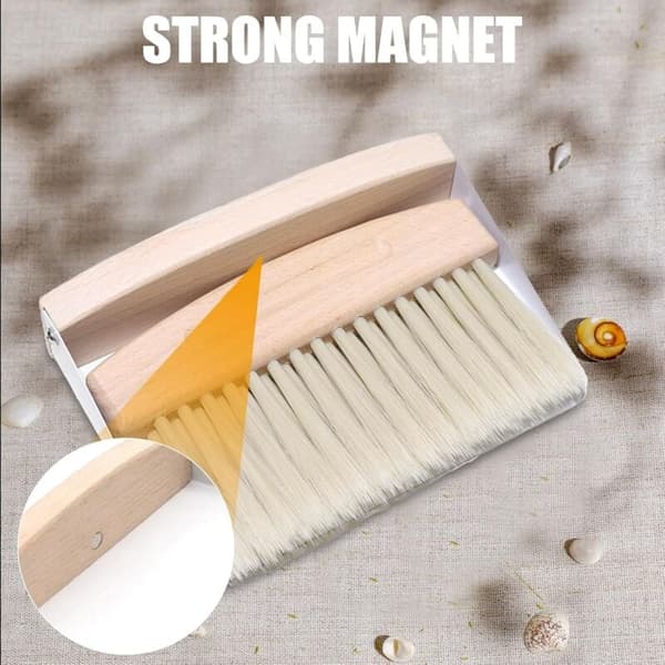Mini sopskyffel och borste för bordsrester vit
