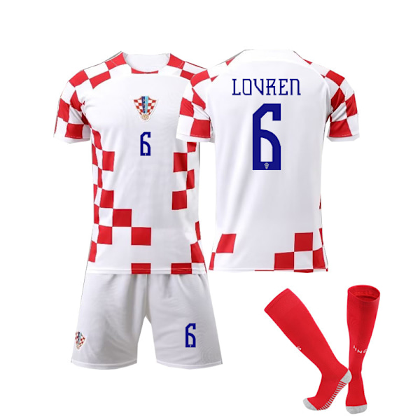 Kroatia 2022 VM Fotballdrakt Hjem Modric Fotballdrakt Voksne Barn 6# LOVREN 28 6# LOVREN 28