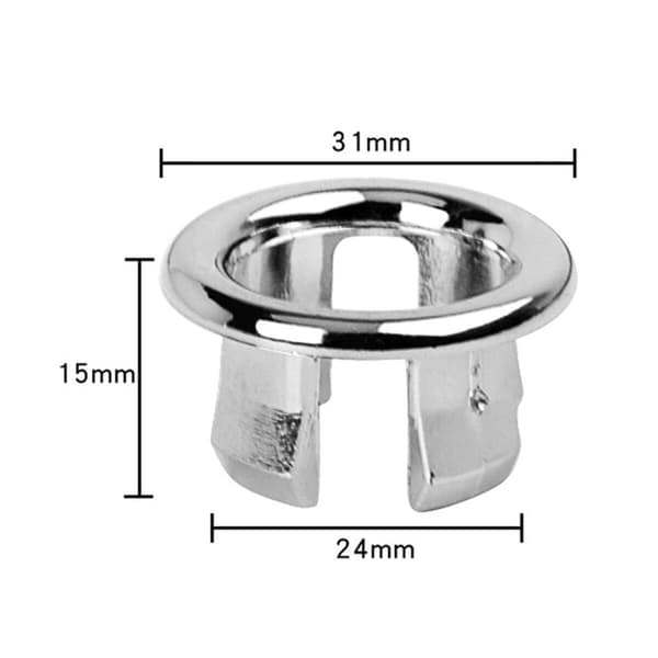 8 vaskringe - afløbshul overløbsdæksel - til håndvask, køkken, badeværelse - rundt dæksel - 31*15 mm - sølv