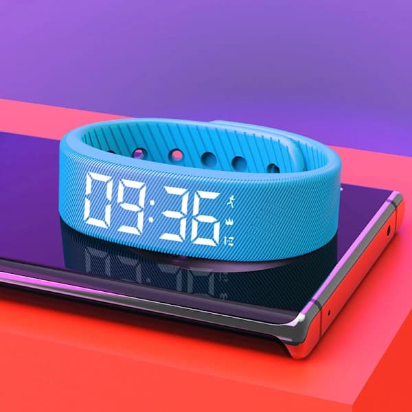 Vibrerende vækkeur armbånd lydløs digitalt display justerbart søvnarmbånd til dybe sovende rejsearbejde blå blue