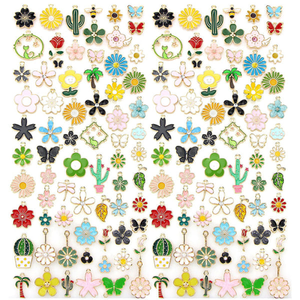 100/120 stk. Emaljerede farvede insekter serie charms vedhæng DIYJe 100PCS