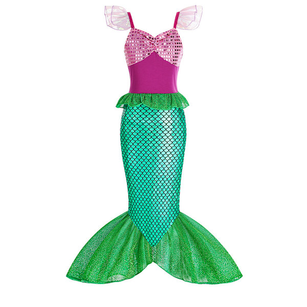 Flickans Lilla Sjöjungfrun Ariel Prinsessklänning Cosplay Kostym Barnfestföreställning Kläder AMY1 100cm