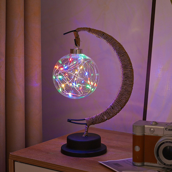 LED dekorative lys stjerne måne lys eple julelys bursdagsgave håndlaget hamp tau usb jern nattlys Color-Plastic Ball Battery Type