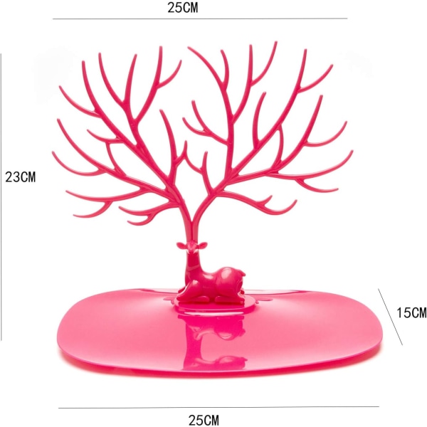 (Rosa) Smykkesholder, Halskjede, Armbånd, Ørepyntstativ, Skogstrær Oppbevaringsstativ for
