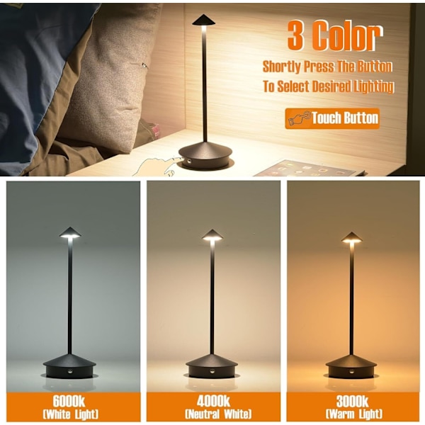 Alumiininen LED-pöytävalaisin, IP54-suojaus, sisä-/ulkokäyttöön, pistotulppapohja, K29cm, EU-pistoke - Corten-WELLNGS White