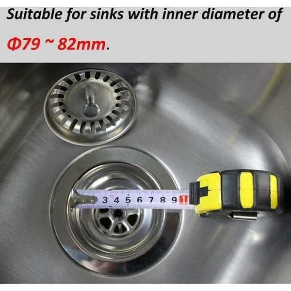 2 stk. Universal Vaskekurv Filter 8 cm Rustfrit Stål Dobbelt Lag Afløbssi til Køkken og Badeværelse