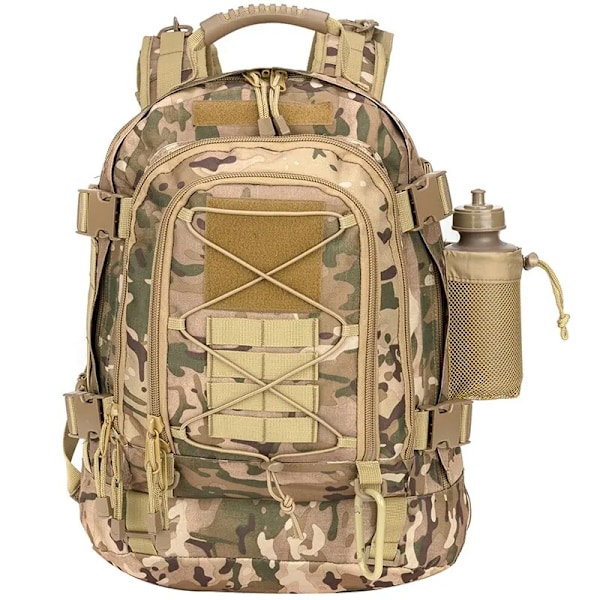 60L Suuri Sotilastaktinen Reppu Armeijan Molle Hyökkäysreppu Miesten Reput Matkustaminen Leirintä Metsästys Vaellus Laajennettava Reppu -1 MULTICAM MULTICAM