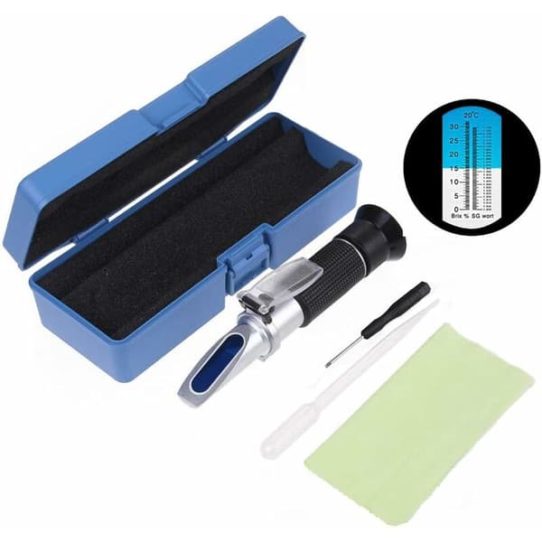 Brix Refraktometer, Ølurt Refraktometer, Dobbel Skala – Spesifikk Vekt 1.000–1.120 og Brix 0–32 %, Erstatter Hydrometer for Hjemmebrygging