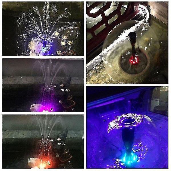 600l/t 4 LED elektrisk vandpumpe Lille springvand Udendørs Have Fiskedam [kk] EU-stik EU Plug