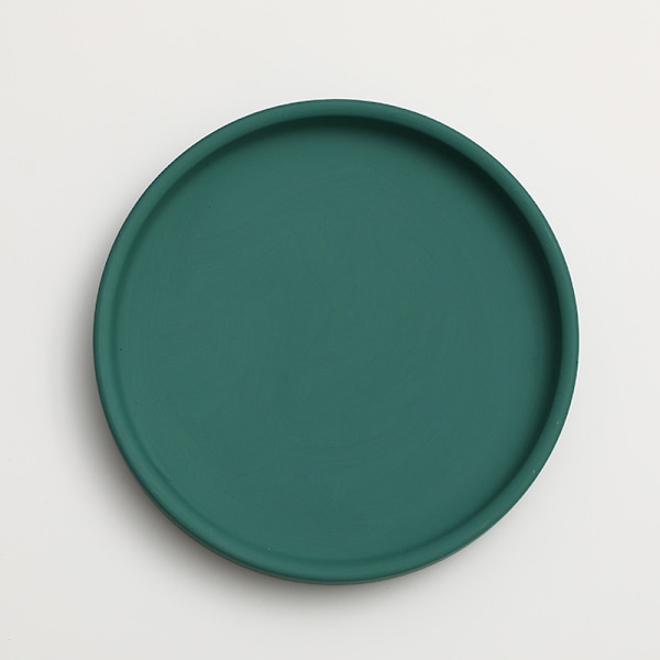 Keraaminen pyöreä kukkaruukun vesialusta koriste Morandi-pigmentin polttopohja paksuuntunut tyyny vedenvarastointialusta Malachite Green 20*2cm (inner diameter 18.5cm)