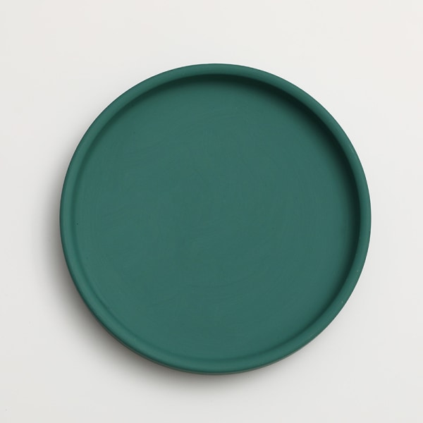 Keramisk rund blomsterpot vandbakke dekoration Morandi pigment brændende base fortykket pude vandopbevaringsbakke Malachite Green 17.5*2.5cm (inner diameter 16cm)