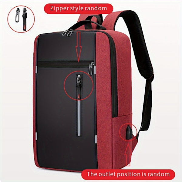 Vedenpitävä yritysreppu, monikäyttöinen kannettava tietokoneen laukku, suurikapasiteettinen matkareppu USB-latausportilla Punainen Red 31*43*12cm