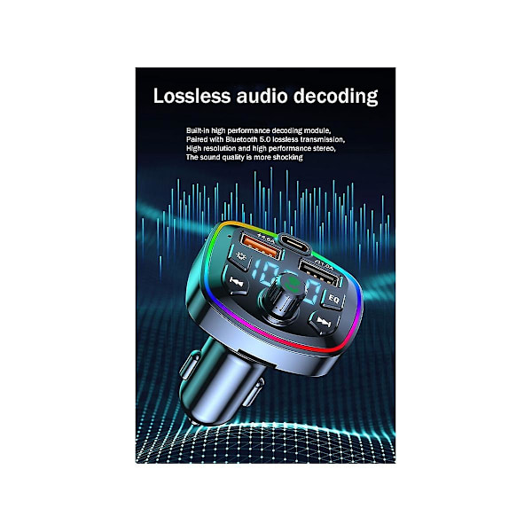 Auton Bluetooth Fm -lähetin Auton Bluetooth Mp3 -soitin Kaksi USB -auton laturi Eq -tunnelmavalolla