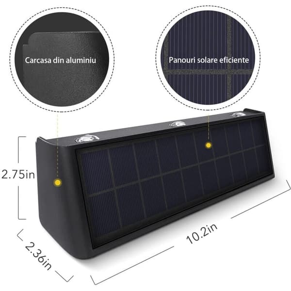 Solarlampa, LED, IP65, Svart