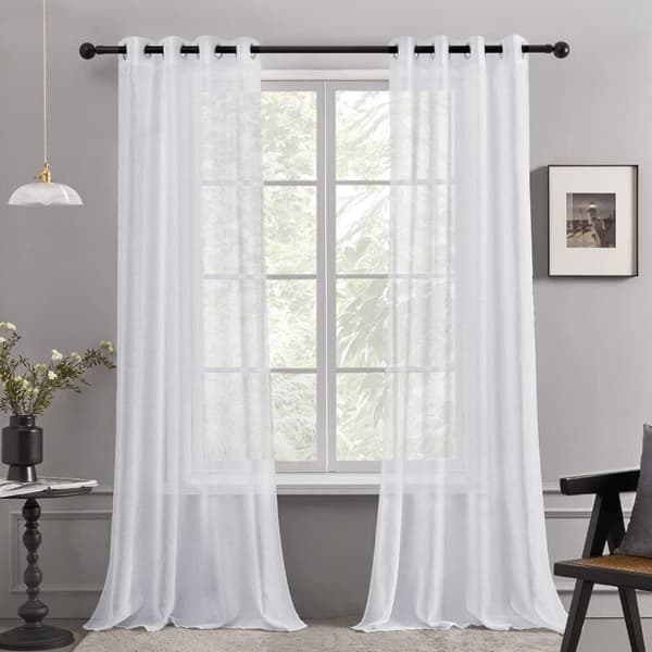 Mjuk voile gardiner set om 2 för vardagsrum sovrum vit 132x160cm