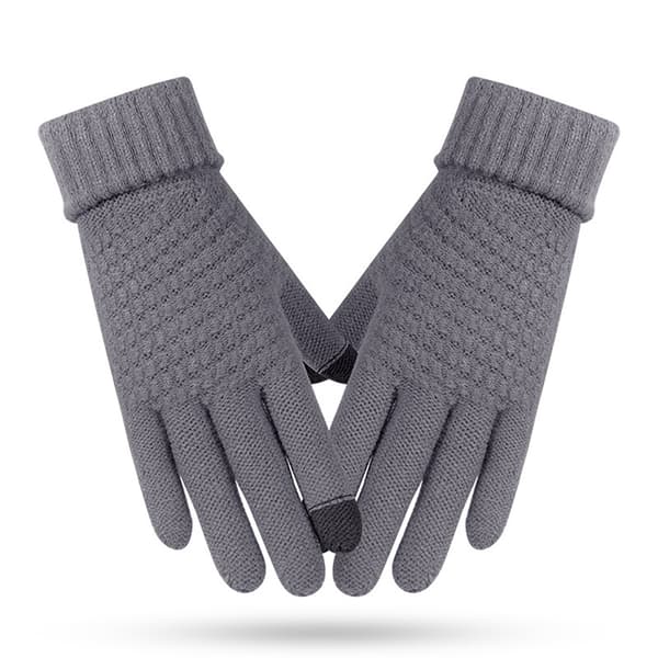 Vinter Touch-Handskar Dam Herr Varma Stretch Stickade Vantar Imitation Grey