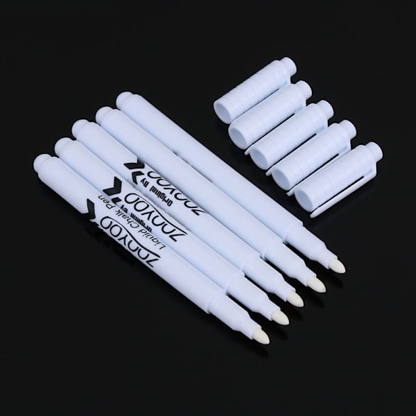 5 stk. Hvid flydende kridtpen Black Board Marker Raderbar 5stk
