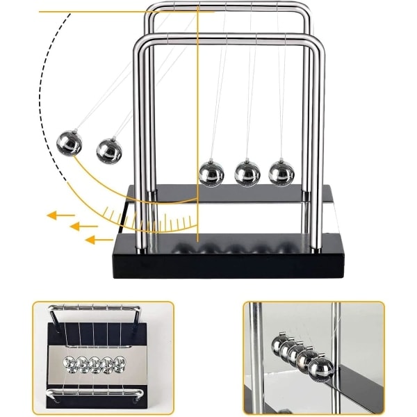 Newtons pendul, stor Newtons vugge 18 cm pendul Newtons kugler Newtons sving Videnskabsspil Kontorbordsdekoration