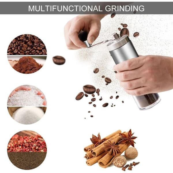 Manuel kaffekværn, håndkaffekværn, justerbar formaling (rustfrit stål)