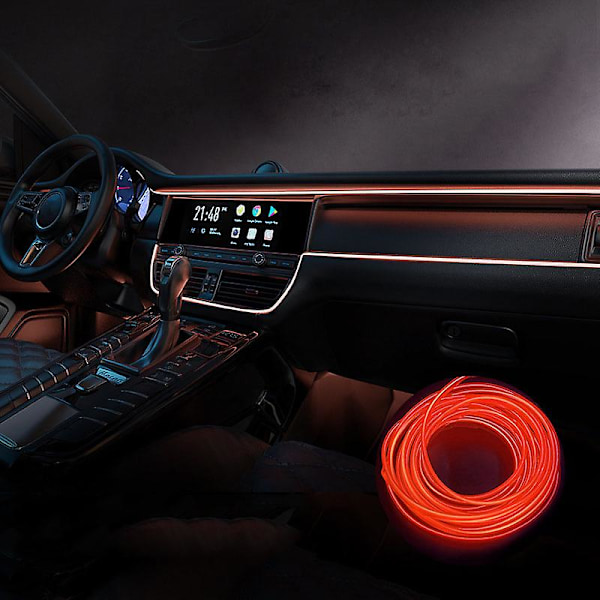 Auton LED-sisätilojen valonauha 3m USB Neonjohtovalot Hehkuva tunnelmavalaistus Auton koristeet Sisätilat Punainen