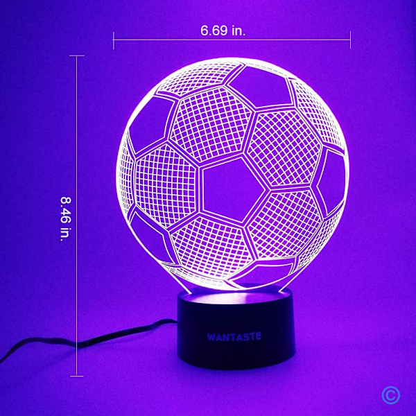 3D fotbollslampa presenter för pojkar, flickrum, nattlampa T