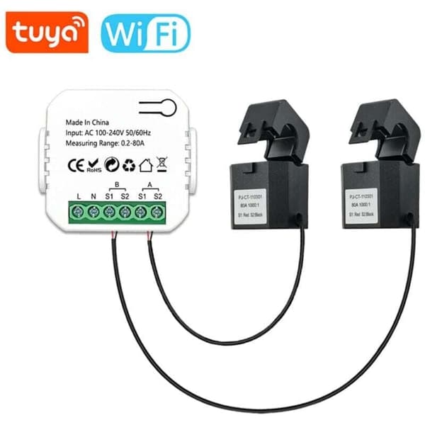 Tuya WiFi Smart Energimåler Solenergiproduksjon Forbruksmåler App Overvåker..(Zigbee Versjon)