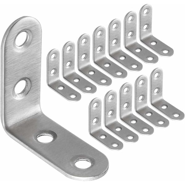 13 stk. Vinkelbeslag i rustfrit stål 40x40mm, Vinkelbeslag til fastgørelse og reparation af møbler, forstærkning af samlinger, sølv
