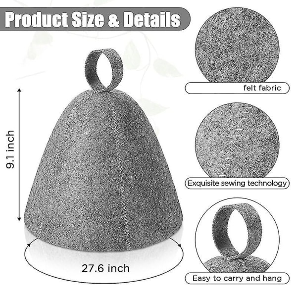 Filthatte for badstue, badstuehatt, hodebeskyttelse, absorberende badstuehette for badstue, dusj, bad, dampbad A