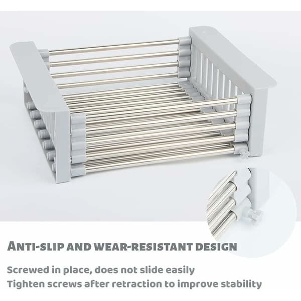 Uttrekkbar oppvaskkurv i rustfritt stål, justerbart oppvaskstativ 30x22,5x9,5cm