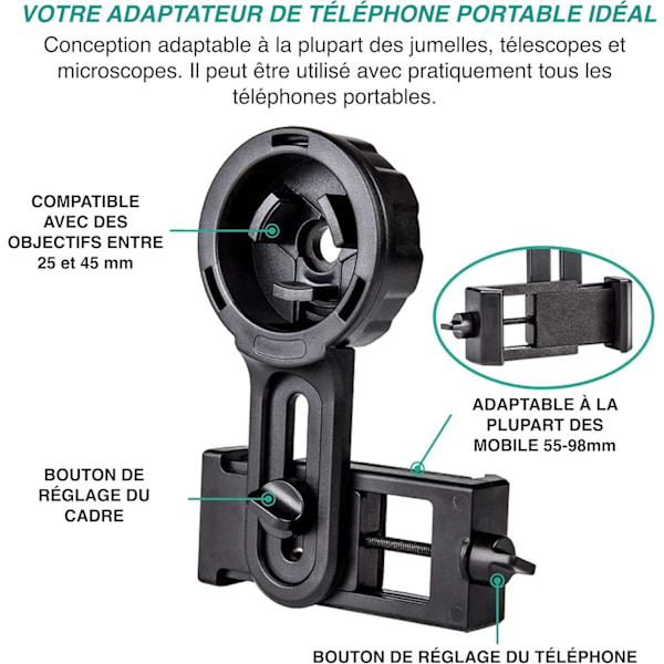 Telefonadapter Pro för kikare, monokulär, teleskop och mikroskop