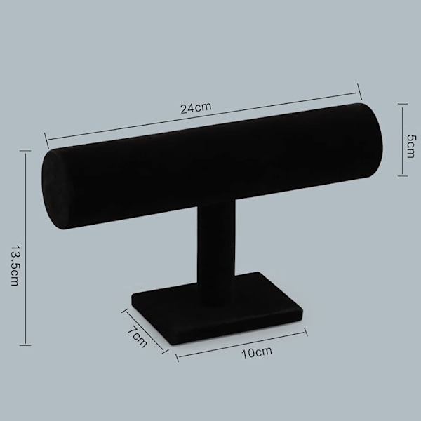 Sort fløjl Armbånd Display Rack T Bar Smykkestativ Halskæde Opbevaringsholder Armring Ankelkæde Organizer til Kvinder Mænd Piger