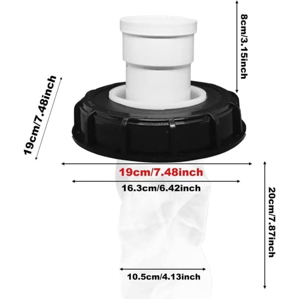 Lige IBC Lågfilter, 163 mm Nylon Regnvandsfilter, Vaskbart med Låg til IBC Regnvandstank DN 150