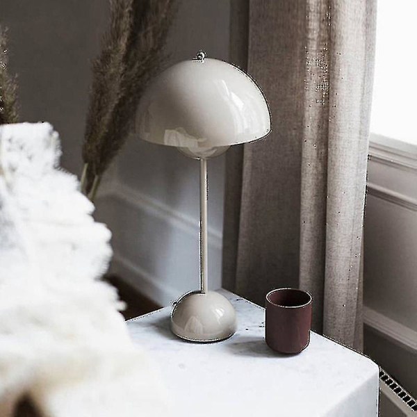 Nordisk genopladelig blomst bordlampe senglampe bordlampe svamp soveværelse borddekoration natbordslampe natlamper [hk] lyseblå Light Blue