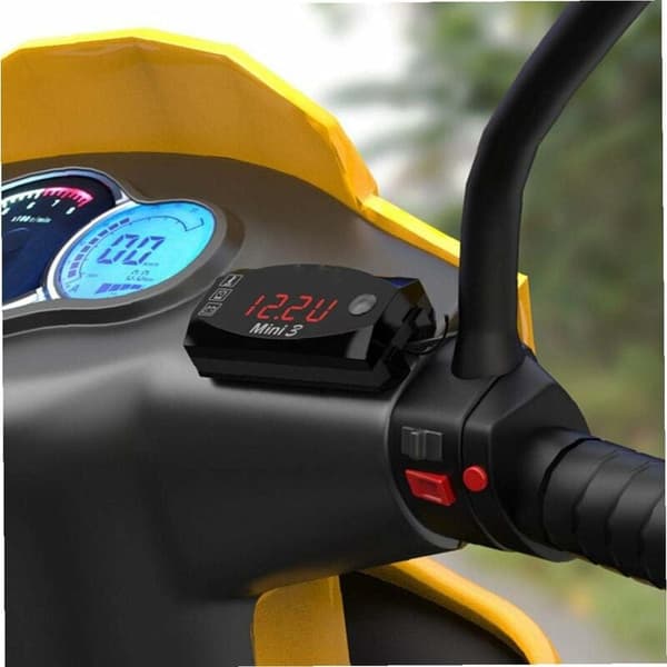 Motorcykel digital klocka voltmeter termometer 3 i 1 röd tillbehör