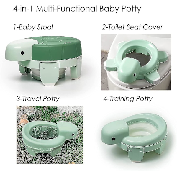 4-i-1 pottränings toalett, bärbar pottränings sits för småbarnsresor, hopfällbar babyresepotta med 20 engångspotta foderpåsar (-SBY