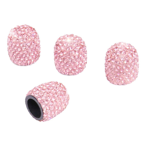 Støvkappe Glitz Hvid Håndlavet Krystal Diamant Rhinestone Bil Dæk Ventilhætter Universal Bling Bil Ventilstamme Pink