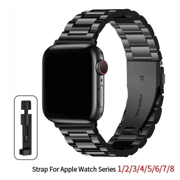 Ruostumattomasta teräksestä valmistettu rannekoru Apple Watch Band 45 mm Ultra 49 mm 41 mm 40 mm 44 mm - Metalliranneke Iwatch Series 9 8 7 6 5 Black