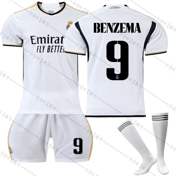 23 Real Madrid koti jalkapallopaita NO. 9 Benzema pelipaita setti #24 #24